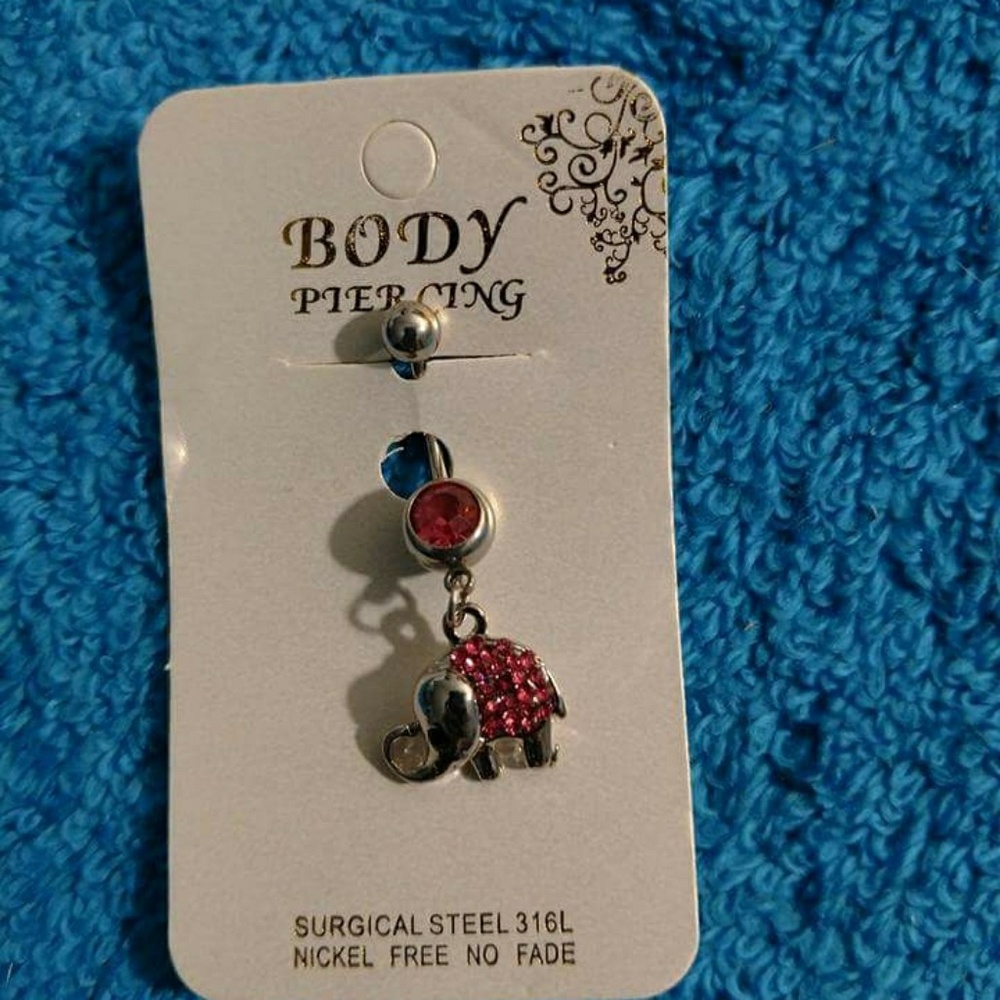 Pink Elephant Belly Button Ring